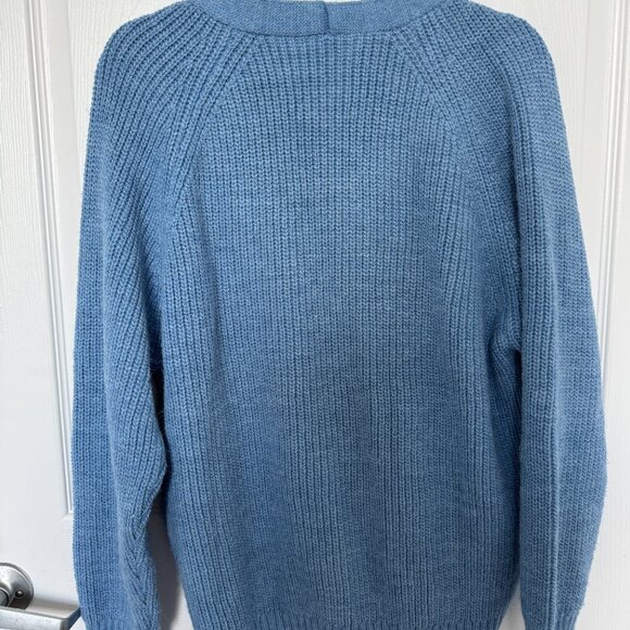 Oversized Blue Cardigan Size S Chunky Knit Open Front - Picture 2 of 2